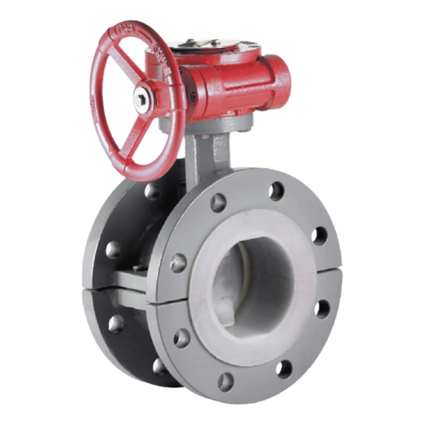 F FEP Lined Turbine Flanged Butterfly Valve